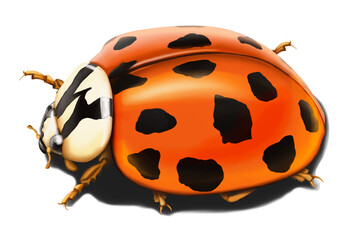 Illustration of a beautiful ladybug beetle without background