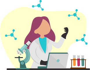 Woman Sciens With Microscope