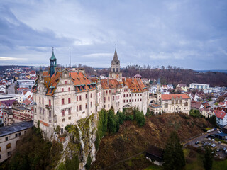 Obraz premium Aerial view of Sigmaringen Castle, Wuerttemberg, Switzerland
