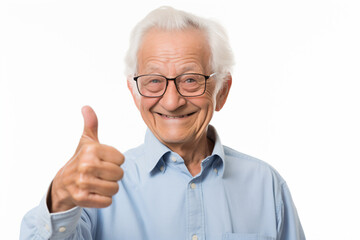 a man with glasses giving a thumbs up