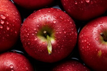 Fototapeta na wymiar Refreshing Apple Rain: Fresh Apples with Water Droplets Filling the Frame
