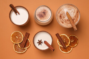 Eggnog, traditional drink for Christmas holiday, winter holiday drink