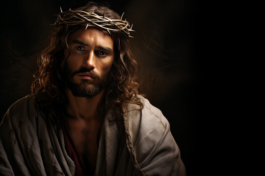 An image of Jesus with a crown of thorns in traditional portraiture, showcasing a caricature-like representation.