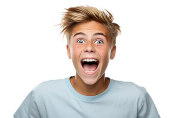 Emotional Teenage Boy Excitement Reaction Isolated on transparent background