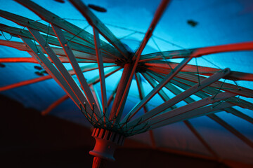 A beautiful Japanese umbrella with blue illumination © Atlas