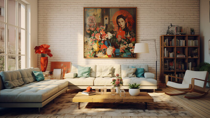 Modern vintage interior of living room