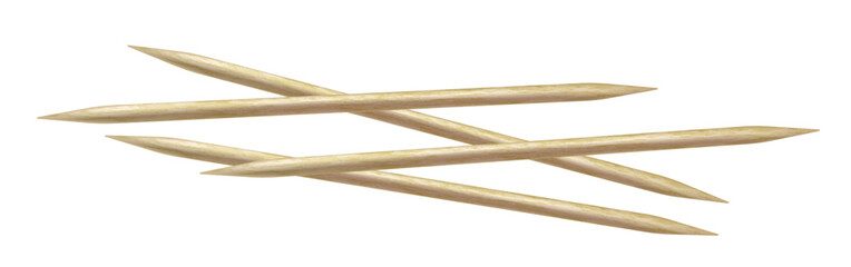 Realistic vector illustration of wooden toothpicks. Several sharp bamboo sticks for teeth. Wood skewers