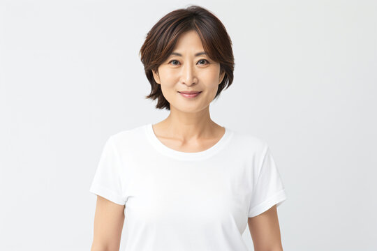 a woman in a white shirt is posing for a picture