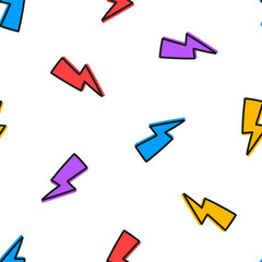 Seamless pattern with colorful lightning bolt