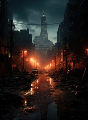 Step into a dark urban fantasy world as you uncover the secrets of a city in ruins. Navigate through cars, dirt-filled streets, and the night, in this gritty cinematic apocalypse setting