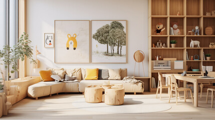 Natural bright interior for kids room