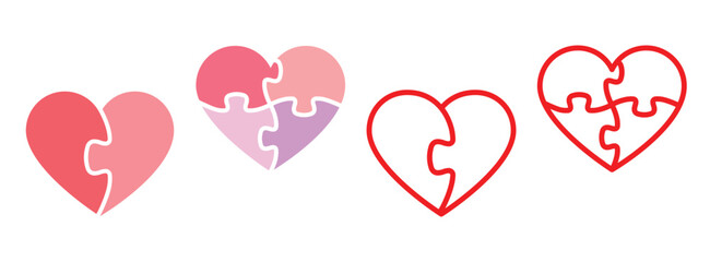 valentines heart puzzle pieces connection