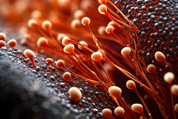 microscopic art photography of a plant, biotech, neural connections, science, macro, research, biology, plant, detail,  on white background, closeup, network, abstract, art