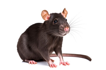 Black rat Rattus rattus also known as ship rat or roof rat, cut out and isolaed on a white background.
