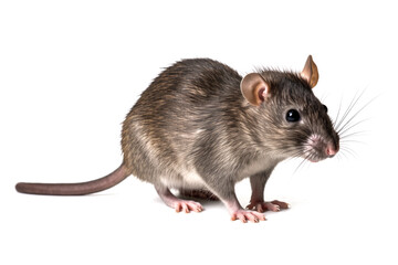 Common brown rat Rattus norvegicus also known as sewer rat or Norway rat. cut out and isolated on a white background