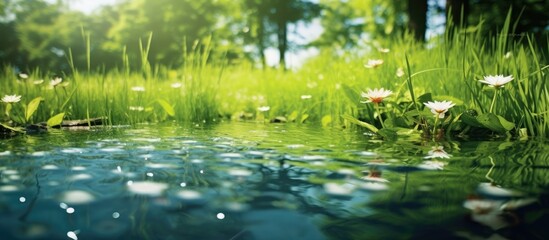 In the summer the water sparkles under the bright sun bringing crisp refreshment to the vibrant green grass in the garden creating a beautiful and natural oasis in tune with the surrounding 