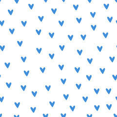 Seamless pattern with blue hearts