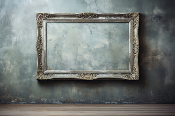 An old picture frame on an old shabby wall. Generated by artificial intelligence - obrazy, fototapety, plakaty