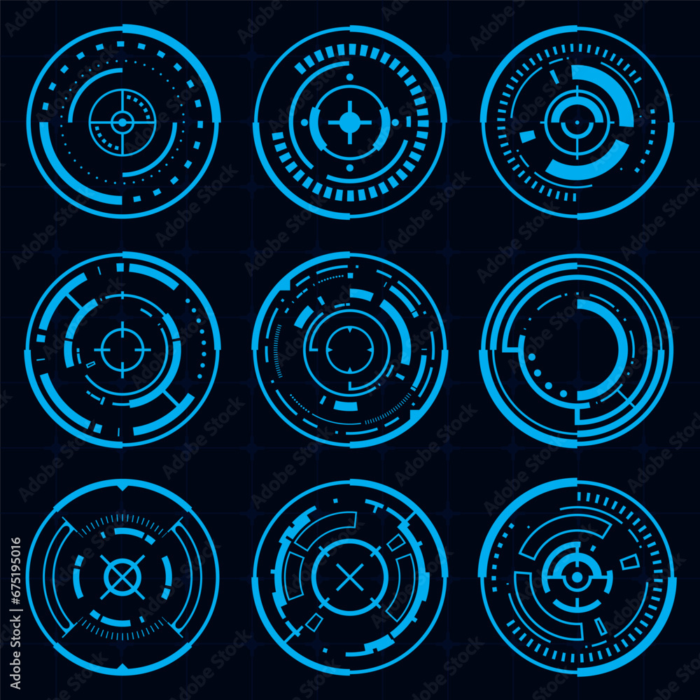 Poster vector hud circle frame technology futuristic interface element.