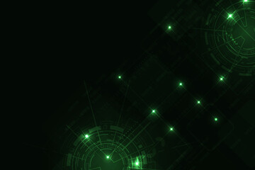 Vector abstract futuristic technology modern with green light background.