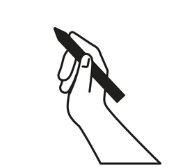 The hand holding the pen