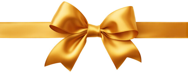 Golden ribbon and bow, cut out - obrazy, fototapety, plakaty