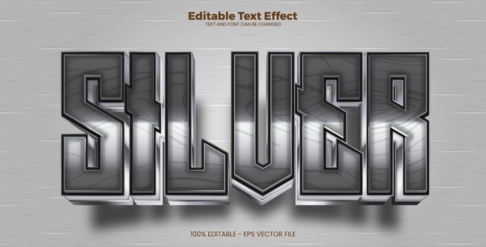 Silver editable text effect in modern trend style