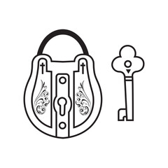 illustration vector icon of close and open lock