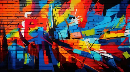 Gordijnen Street art graffiti on the wall. AI © Oleksandr Blishch