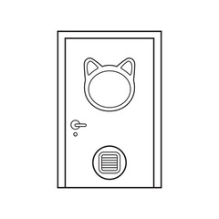 Hand drawn Kids drawing Vector illustration cat lover door Isolated on White Background