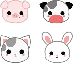 pig bunny cow cat animals