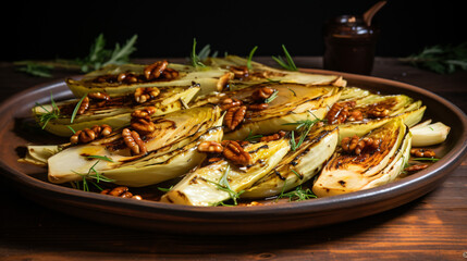 Caramelized chicory with pine nuts and garlic