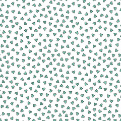 Seamless pattern with green heart and black outline