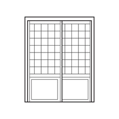 Hand drawn Kids drawing Vector illustration japanese sliding door Isolated on White Background