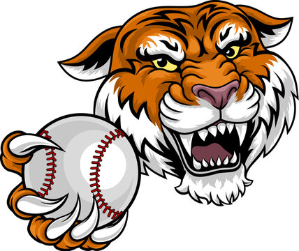 A tiger animal baseball sports team cartoon mascot