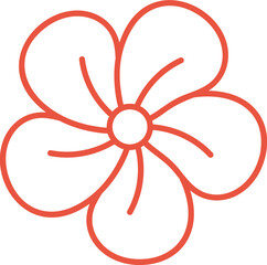Orange cherry blossom flower outline