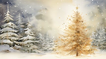 Christmas pine,  winter landscape, New Year