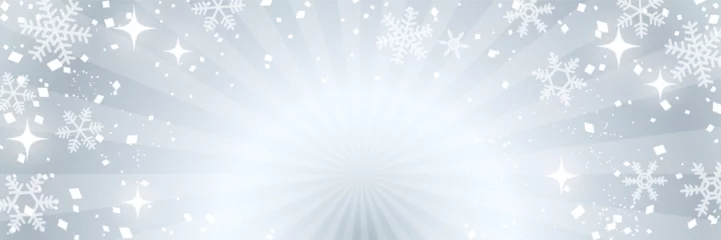 Fotobehang キラキラと雪の結晶が輝く背景イラスト（銀色） © tukinoto