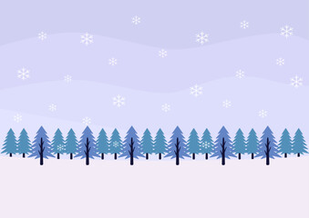 Winter Illustration Vector Background (Christmas, Trees, Snow, Snowflake)