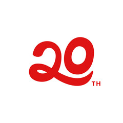 Vector 20 years anniversary logo celebrations with red minimalist concept