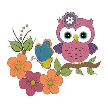 Vector Illustration of colorful Cute Owl