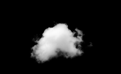 Set of white clouds or smog for design isolated on a black background.