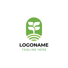 Agriculture logo with leaves. Farm logo design