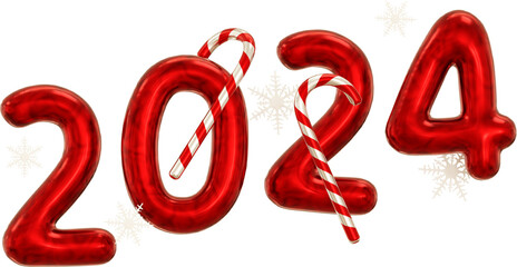 new year number 2024 and merry christmas