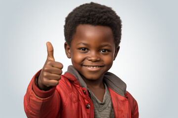 a young boy giving a thumbs up sign