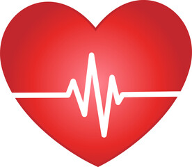 Heartbeat icon and electrocardiogram, heart rhythm concept