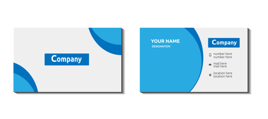 Blue white simplistic business card design.