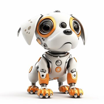 Cute dog robot character whole body isolated animal illustration image