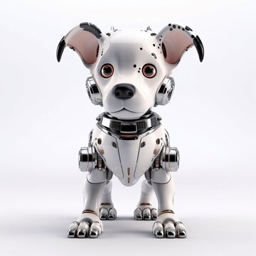 Cute dog robot whole body isolated cartoon animal illustration picture AI generated art
