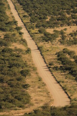 aerial view of a bush gravel road in Namibia